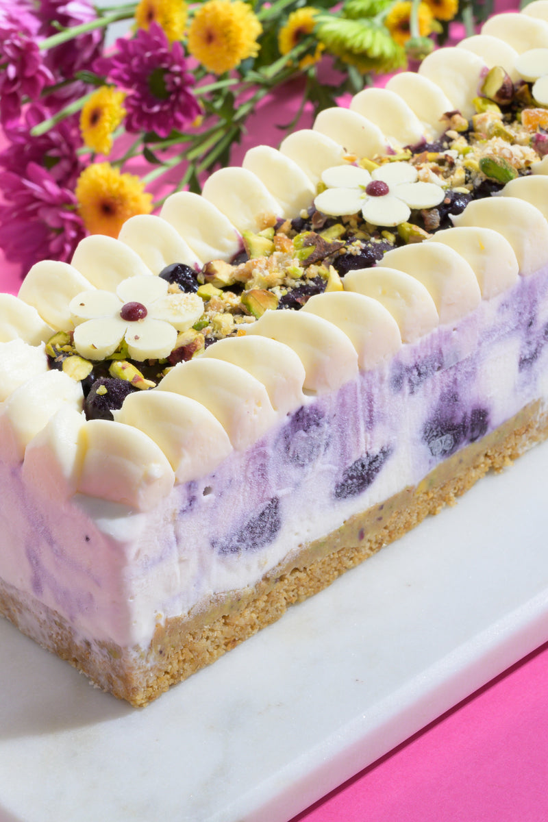 Blueberry Swirl Cream Cheese Ice Cream Cake