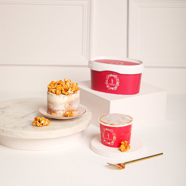 Caramelised Popcorn & Milk Chocolate Ice Cream Cake Tub