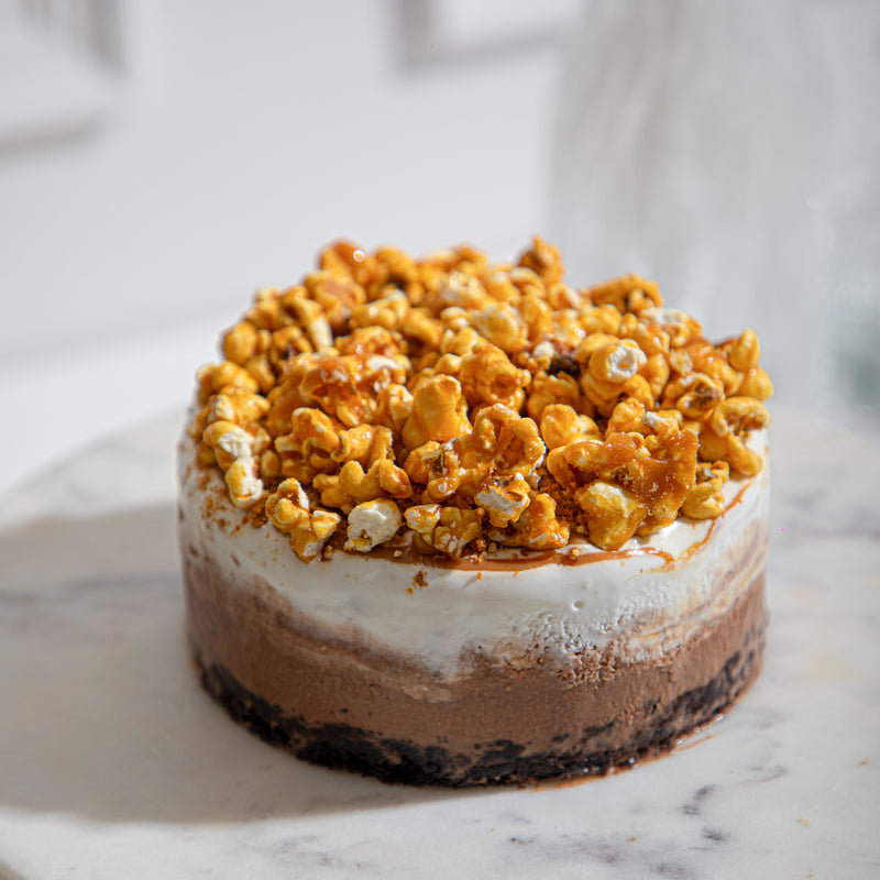 Caramelised Popcorn & Milk Chocolate Ice Cream Cake