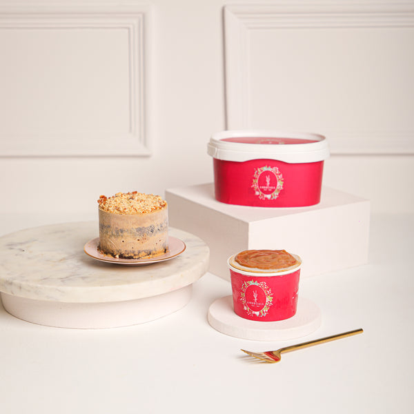 Sea Salt Caramel and Belgian Chocolate Ice Cream Cake Tub