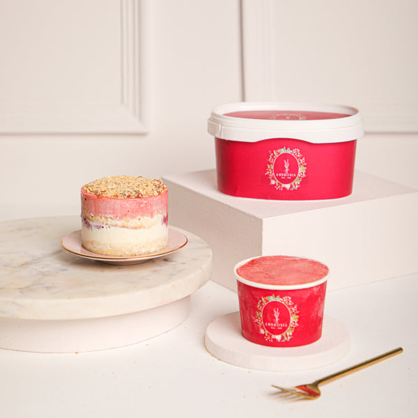 Vanilla Raspberry Ice Cream Cake Tub